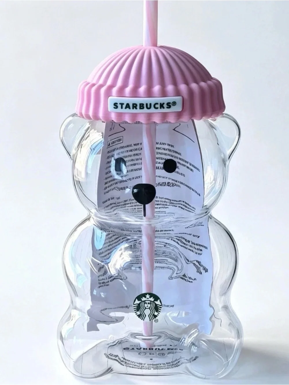 NEW Starbucks Barista Bear Glass 20oz Bottle - RED